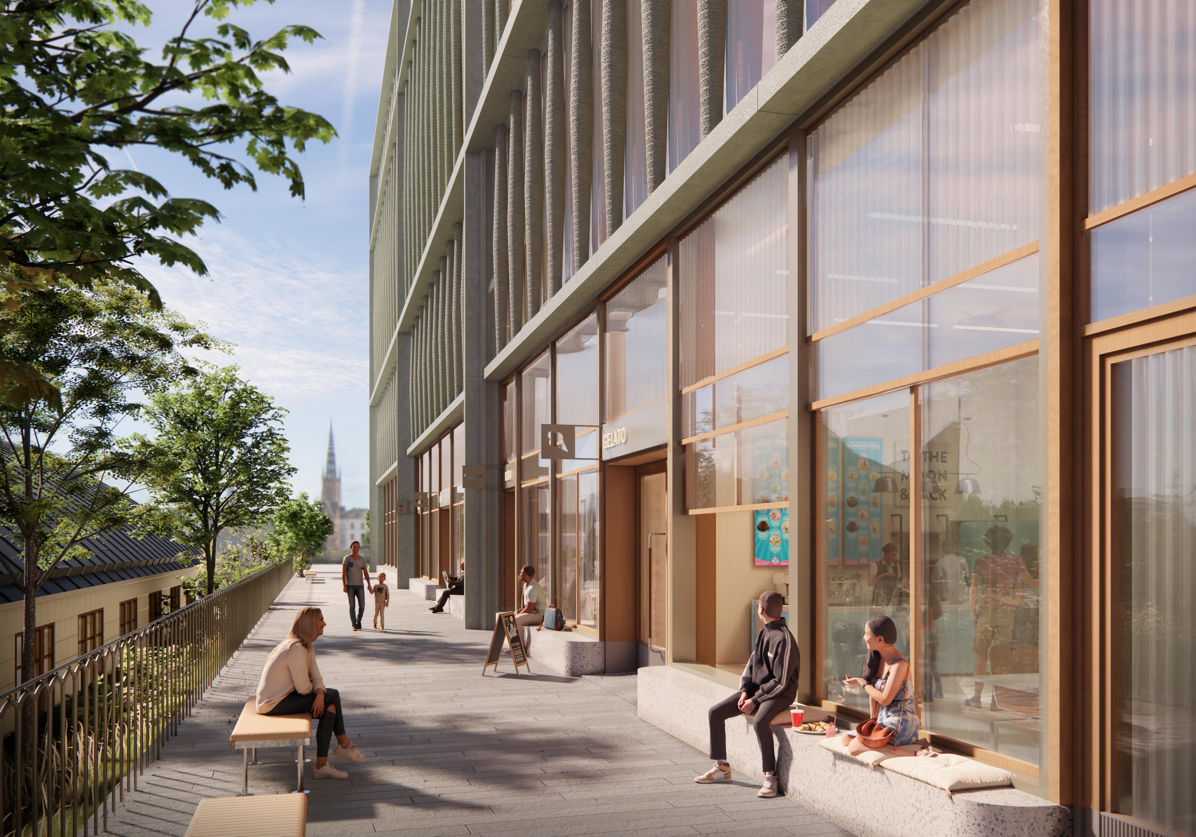 Visionsbild över Stationsgränden i samrådsförslaget.