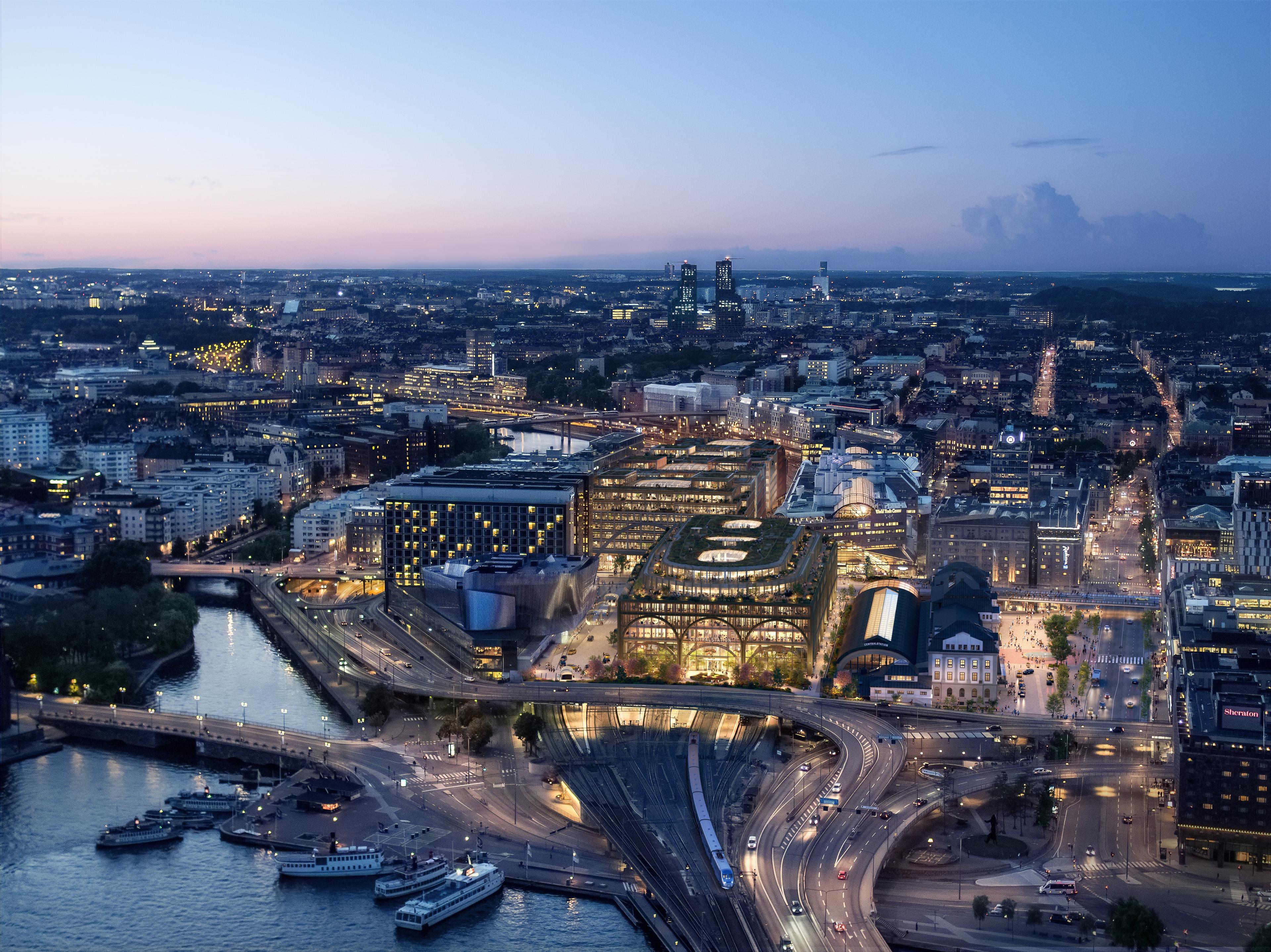 Flygbild kväll_samrådsförslaget Flygbild kväll med samrådsförslaget