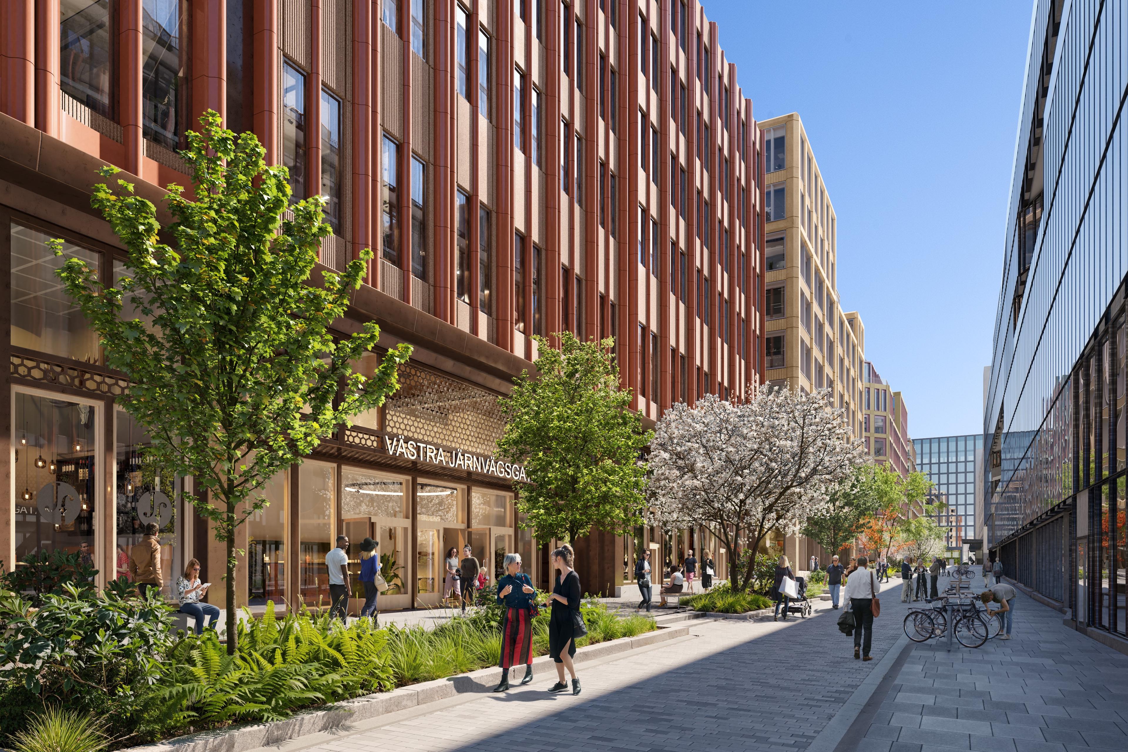 Västra Järnvägsgatan_samrådsförslaget Visionsbild över Västra Järnvägsgatan i samrådsförslaget
